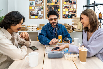 ESG environmental social governance ideas shring business discuss eco-friendly company meeting with business people implementing environmental protection for clean and sustainable future ecology