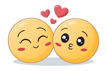 Happy yellow smiling egg faces in a row, nestled together for Easter fun