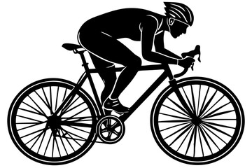 Fototapeta premium Powerful Silhouette of Cyclist in Action Road Bike Race, cyclist, road, bike, racing, silhouette, sports, wheels, commitment, powerful, tournament, win, passion, victory, determination, effort, race, 