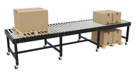 Isolated Conveyor Belt System with Cardboard Boxes