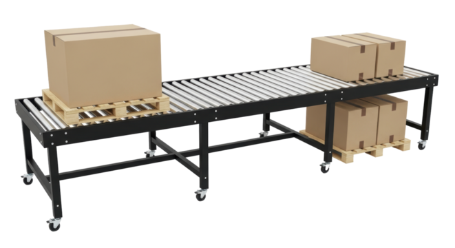 Isolated Conveyor Belt System with Cardboard Boxes