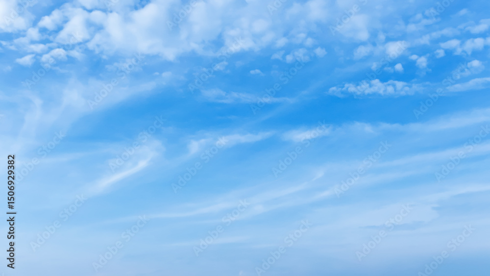 Wall mural fantastic soft white clouds against blue sky and copy space horizontal shape. web banner.website hea