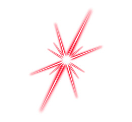 Red star burst isolated on white background neon 