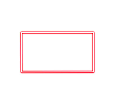 Neon glowing rectangle isolated on white background neon