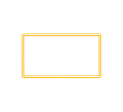 Yellow neon glowing rectangle isolated on white background