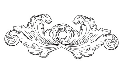 Retro foliage design element decorative hand drawing illustration