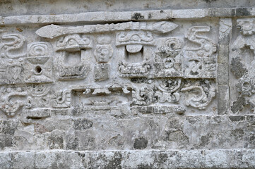 Ancient ruins on Chichen Itza archeological site