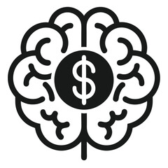 Financial Brain Icon - Money Mind & Business Strategy Symbol