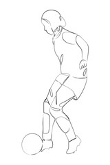 Fototapeta premium One continuous line drawing on white isolated background. Minimalism linear illustration. islam, soccer player, sport, ball, muslim, girl, game, team, play
