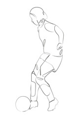 One continuous line drawing on white isolated background. Minimalism linear illustration. islam, soccer player, sport, ball, muslim, girl, game, team, play