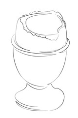 One continuous line drawing on white isolated background. Minimalism linear illustration. breakfast, food, protein, egg, ingredient, healthy eating, morning, meal, cooking, egg yolk