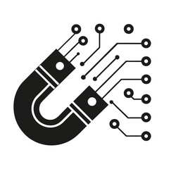 Magnet and Circuit Board Icon - Technology & Data Connection