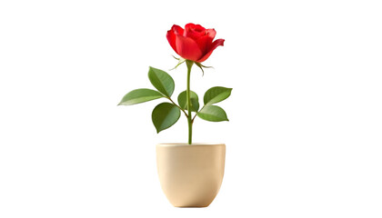 Obraz premium red rose in a vase, transparant background.