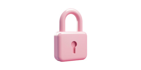 Pink Padlock Icon. Symbol Of Security And Privacy In A Minimalist Design Isolated On Transparent Background