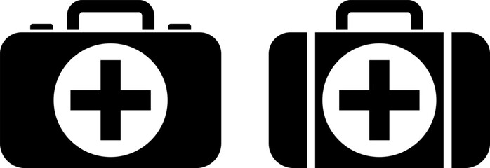 First aid box icon set. medical equipment. health care element. hospital briefcase sign. Emergency Medical Kits