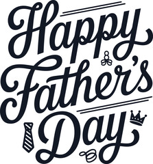 Handwritten black calligraphy spelling happy fathers day in elegant curves for cards and poster decoration