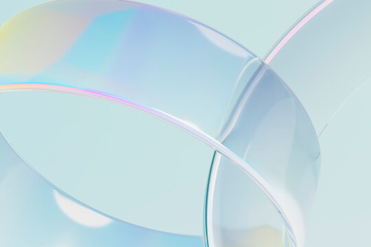 Abstract glass rings with pastel reflections in a modern design