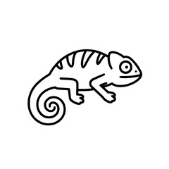 Obraz premium Chameleon Line Art Simple Vector Illustration of a Reptile