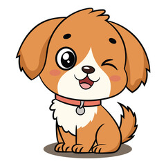 Cute puppy Dog Winking Eye mascot cartoon vector Illustration