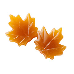 Maple leaf shaped candy isolated on white