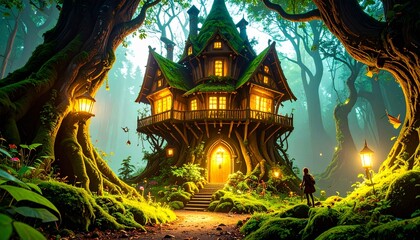 Obraz premium The forest blooms with enchanting life. 