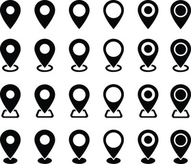 Location map pin icons set. Modern map marker collection. Pinpoint. Map pin place marker. Map marker pointer icon. GPS location symbol. Flat style vector