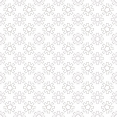 Vector geometric floral seamless pattern. Simple elegant background with small outline flowers. Subtle minimalist texture. Gray and white delicate ornament. Repeated design for decor, print, fabric