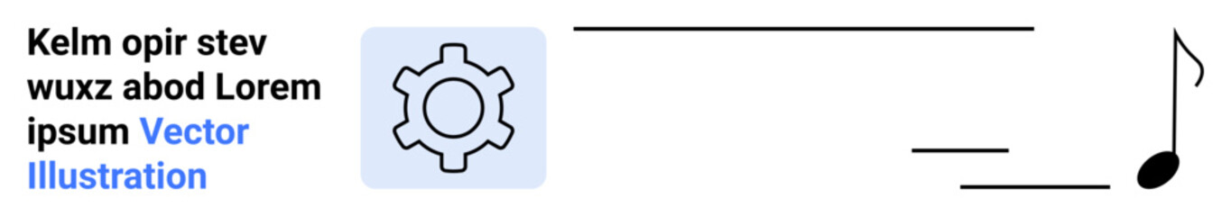 Gear and musical note combining to represent harmonious blending of technology and creativity. Ideal for innovation, creativity, technology, music, harmony, design, corporate, simple landing page