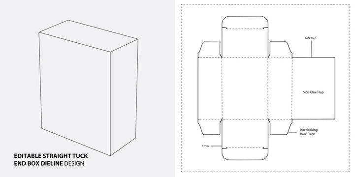 Editable Straight Tuck End Box Dieline Template Free Downloadable Packaging Design