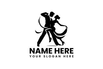 Dynamic silhouette of a couple gracefully dancing tango with passion. Dance concept