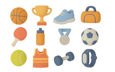 Set of 3d vector icons sport on white background
Vector 3d icons