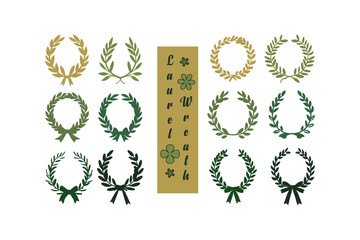 green laural wreath set 