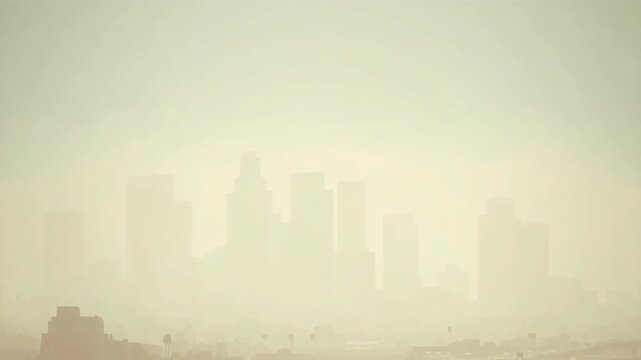 City skyline obscured by haze