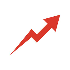 折れ線で上昇する赤い矢印