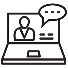 Video Call Icon, Online Meeting, Virtual Conference, Remote Communication, Webcam Chat