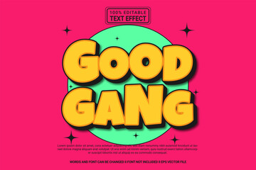 Good Gang Editable Text Effect Vector Design &ndash; Playful and Modern Typography Cartoon Style for Poster, Branding, Social Media