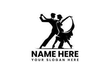 A dynamic vector logo silhouette of a couple gracefully dancing tango with passion