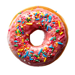 Pink Donut with Colorful Sprinkles Delicious Treat