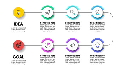 Infographic template. Path to goal with 6 steps