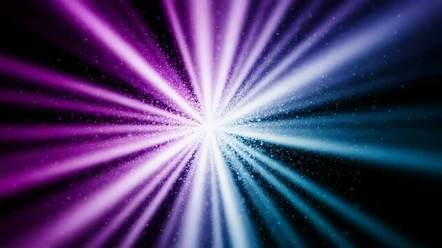 Raios de luz roxos e azuis em fundo preto, v&iacute;deo radial, motion design

