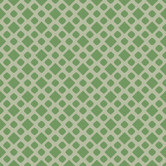 Simple minimal vector background. Funky geometric seamless pattern with small squares, circles, dots in regular grid. Cute abstract green color texture. Funky childish summer background. Repeat design