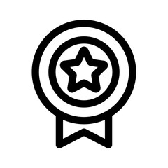 Medal icon with star and ribbon. Winner emblem symbol. Victory, trophy, award. Linear icon. Medal icon vector for computer, web and mobile app. Vector linear isolated illustration. Editable stroke