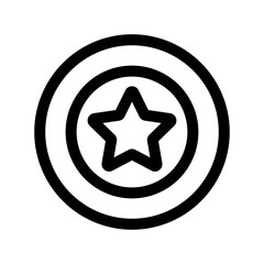 Round medal with star. Winner trophy, award, medal. Vector icon of medal in line style. Badge of honor, order. Editable stroke. Black icon