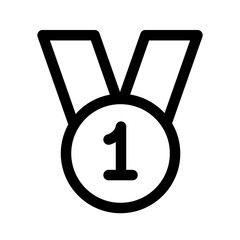 First place medal. Round medal badge with number one. Award symbol for your web site design, logo, app, UI. Victory, competition, success, achievement concept. Vector illustration. Editable stroke