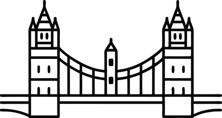 Obraz premium Tower Bridge over River Thames displayed as a minimalist black outline drawing on white