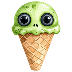 watercolor-style Halloween desserts, featuring cupcakes, donuts, candy, parfaits, Perfect for seasonal designs, stickers, scrapbooks, and party invitations. This charming set blends horror 