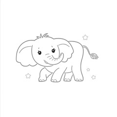 Cute Elephant in a Playful Mood Walking Against a Minimalist Background with Copy Space