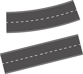 Fototapeta premium Wavy Curves road. Top view of race track. Winding road from top view vector illustration. Empty highway asphalt road, Ariel View Road, Empty highway black asphalt road with dividing lines.