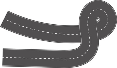 Fototapeta premium Wavy Curves road. Top view of race track. Winding road from top view vector illustration. Empty highway asphalt road, Ariel View Road, Empty highway black asphalt road with dividing lines.