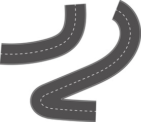 Fototapeta premium Wavy Curves road. Top view of race track. Winding road from top view vector illustration. Empty highway asphalt road, Ariel View Road, Empty highway black asphalt road with dividing lines.